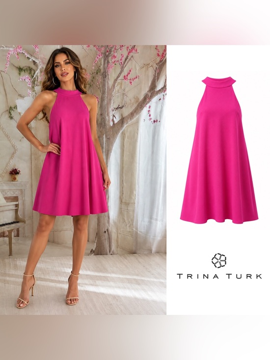Trina Turk Dresses & Skirts - NEW Trina Turk Vibrant Hot Pink Halter Swing Mini Dress